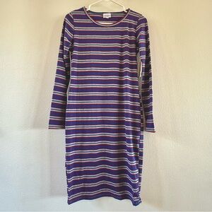 Striped Blue, Red, and Gray Dress